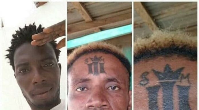Loyal SM fan tattoos reign on forehead.