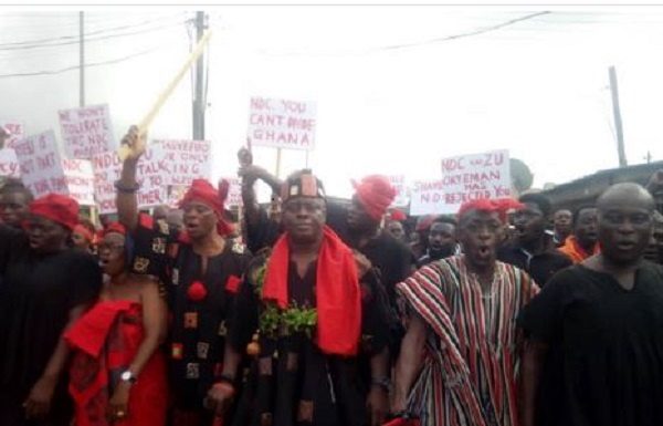 Kyebi goes red, angry at ‘NDC insults’ against Okyenhene