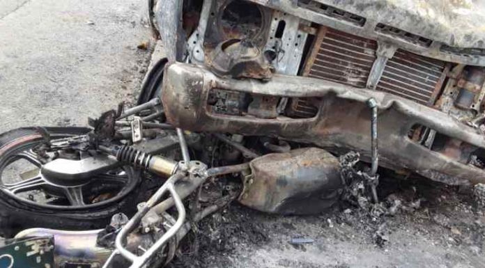 PICTURES: Okada Rider Dies in gory Crash with 2 Vehicles at Asuboi