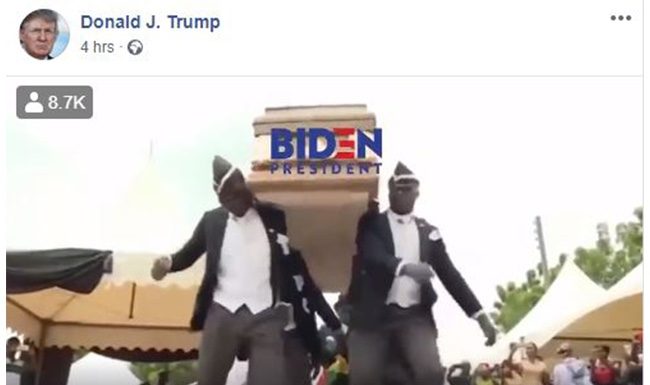VIDEO: US President, Trump “punches” opponent Biden with video of popular ‘Dada Awu’ pallbearers