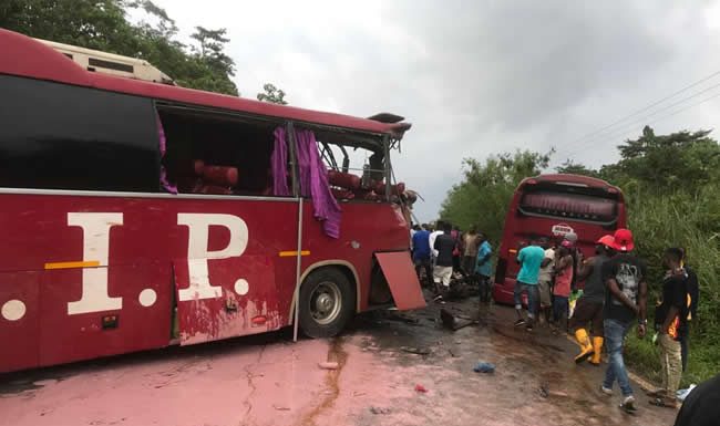 Two dead after VIP buses crash on Asiakwa-Kyebi road