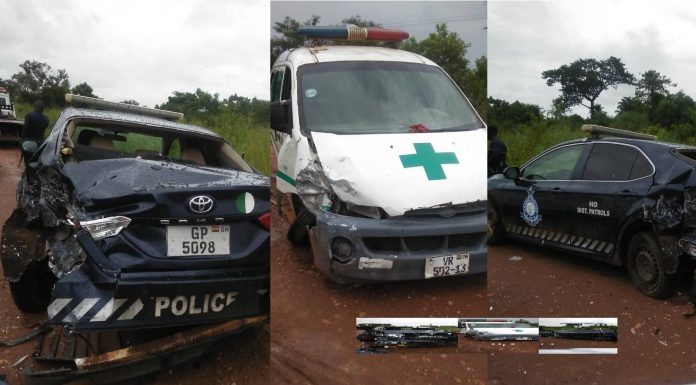Hearse runs into a stationary police service vehicle at Adaklu