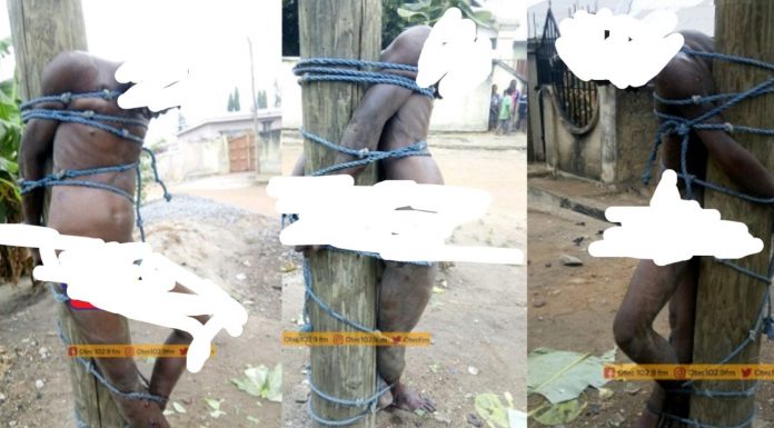 A man “crucified” in Suame for allegedly stealing Batteries