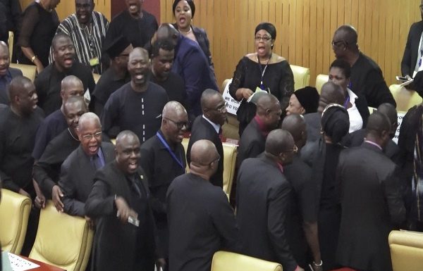 Minority in Parliament dress in black to protest outcome of polls