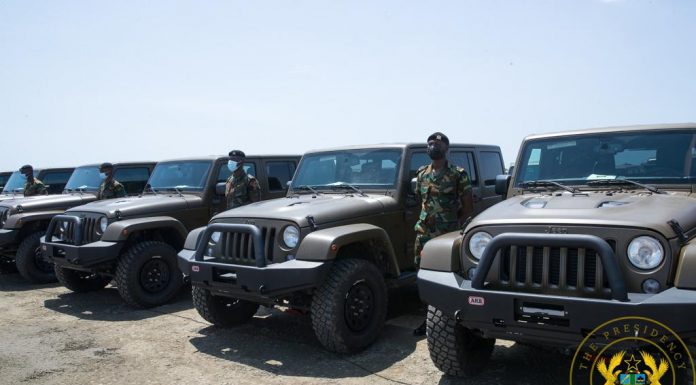 Ghana Armed Forces Receives 60 Vehicles From The President, Cuts Sod For Housing Project.