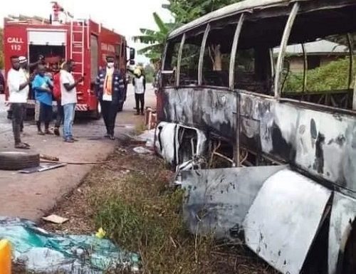 UPDATE: 5 passengers burn to death, 25 seriously injured in Gory Accident at Akomadan