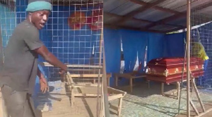 Thieves steal coffins from shop